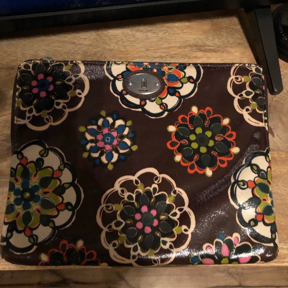 Fossil coated canvas ipad cover- EUC